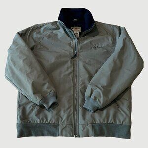L.L. Bean Warm-Up Jacket Mens L Tall Green Fleece Lined Softshell Zipper Pockets